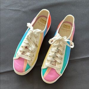 Kate Spade Pink and Yellow Sneakers with Retro Design KEDS